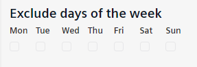 Exclude days of the week