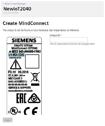 Connection to mindconnect element
