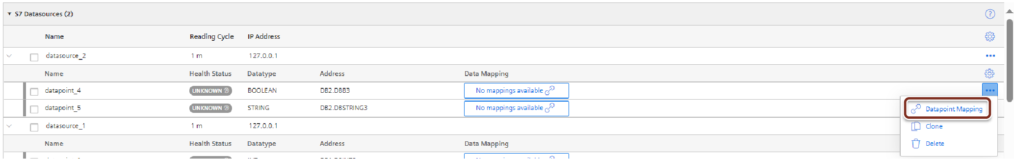 Data Mapping option