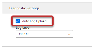 Auto log upload enabled