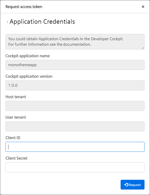 Login Screen Application Credentials