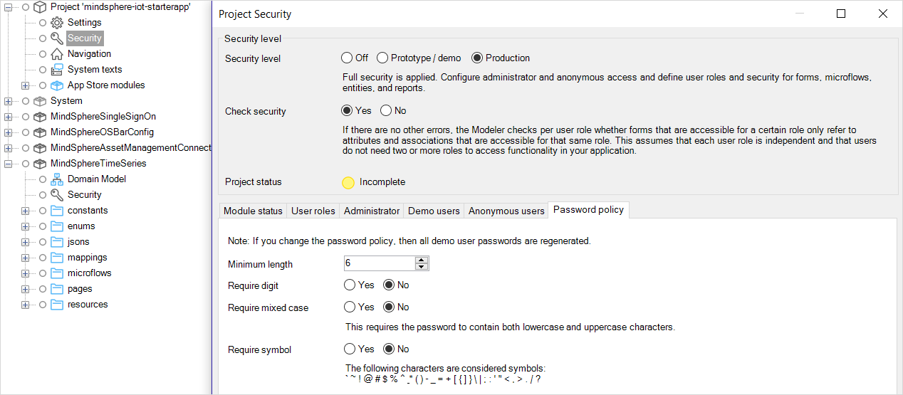 Mendix Password Policy