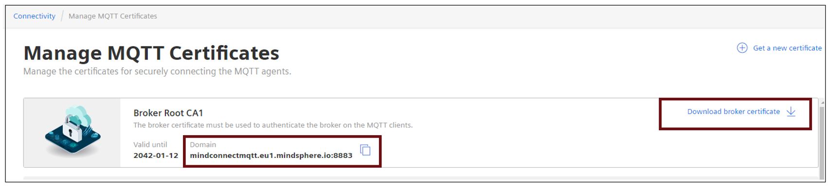 Manage MQTT certificates